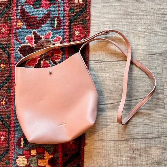 Anthropologie Samara Vegan Leather Adjustable Small Crossbody Pink Purse - Picture 1 of 9